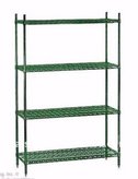 Restauurantt Kitchen Wire Shelves in Chrome and Green Epoxy Coated.NSF Approved Commercial Wire Storage Racks