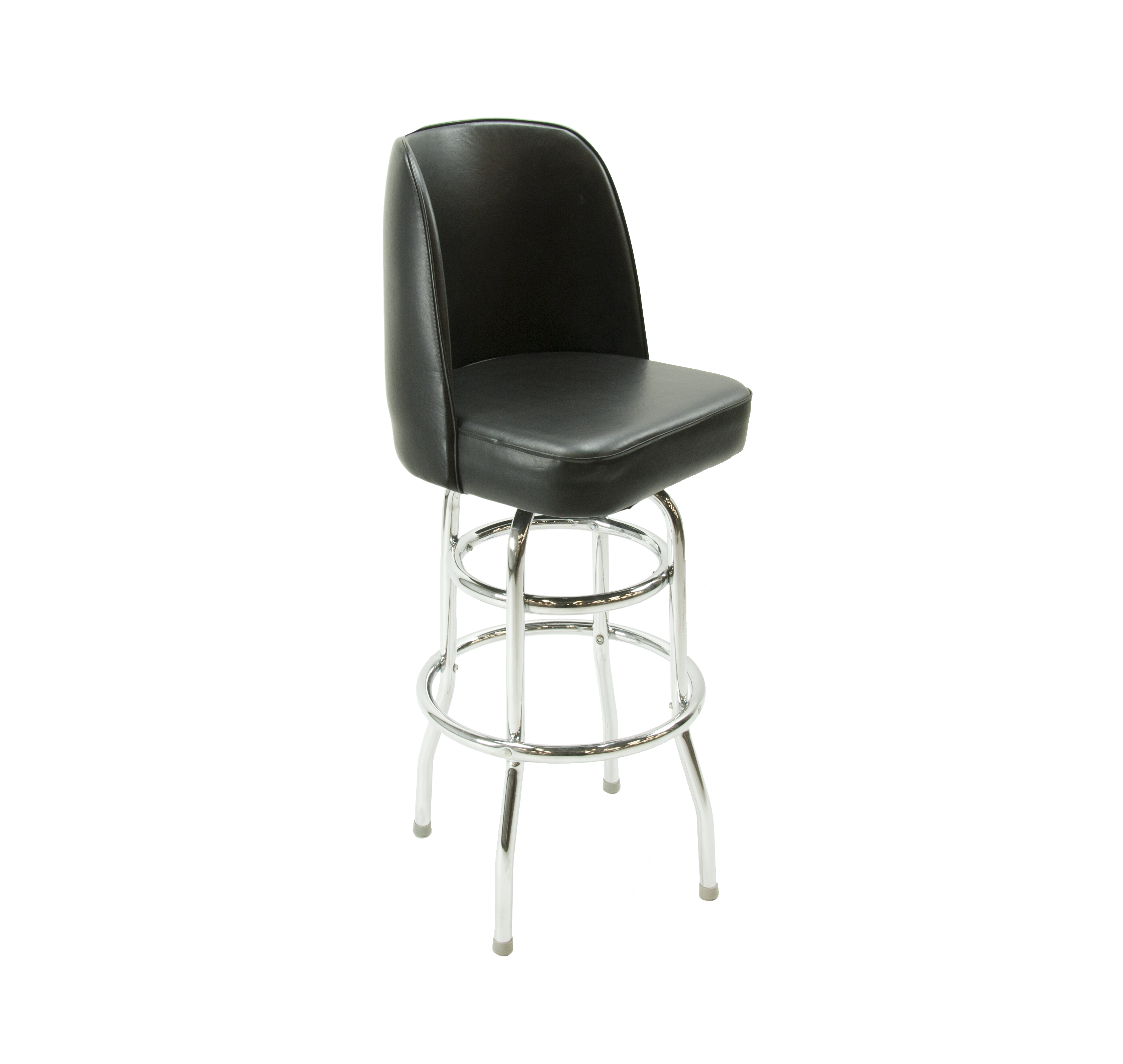 commercial chrome double ring bar stool black bucket seat