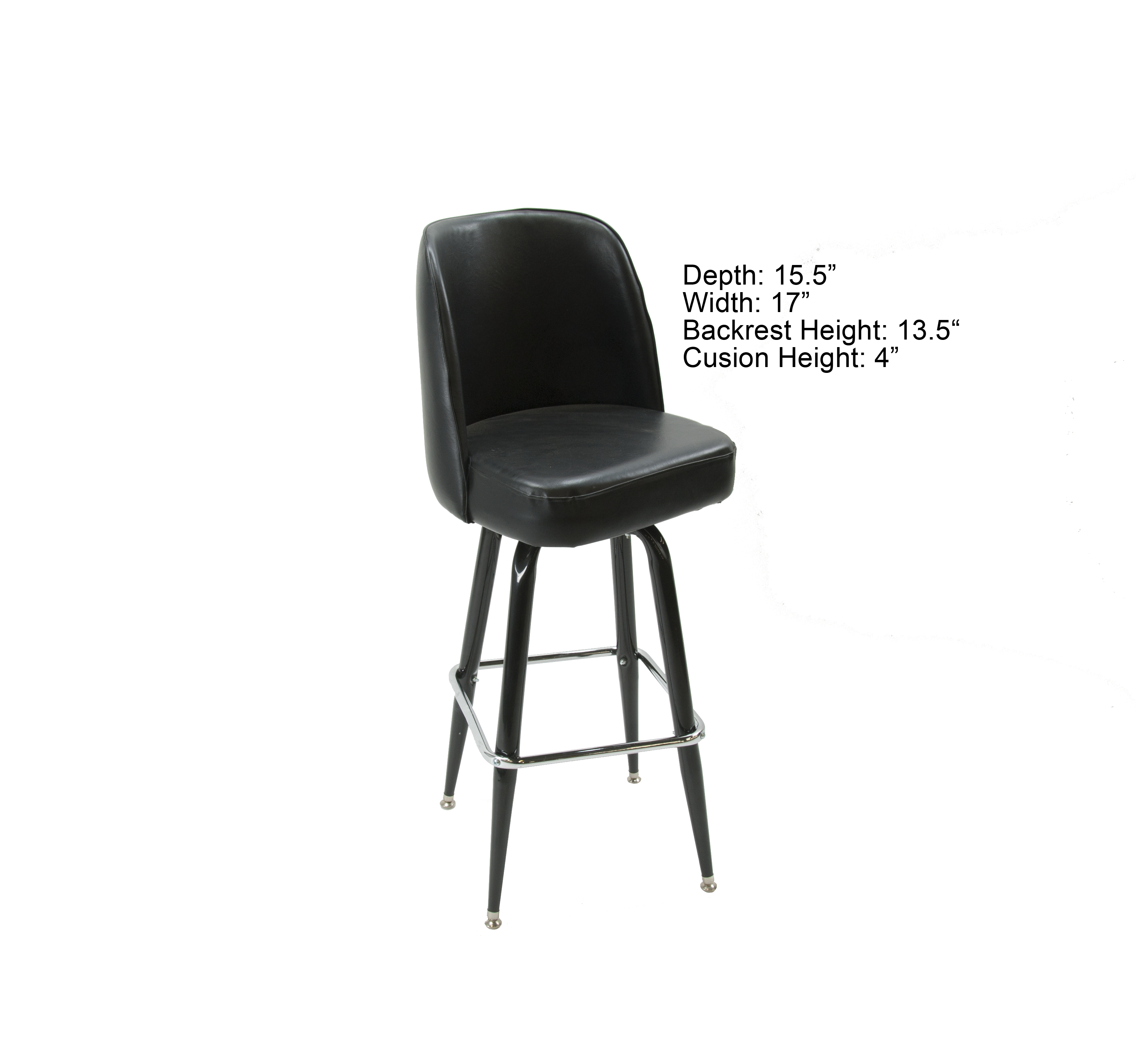 commercial single ring bar stool with black bucket seat