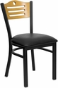 commercial slat back metal chair black